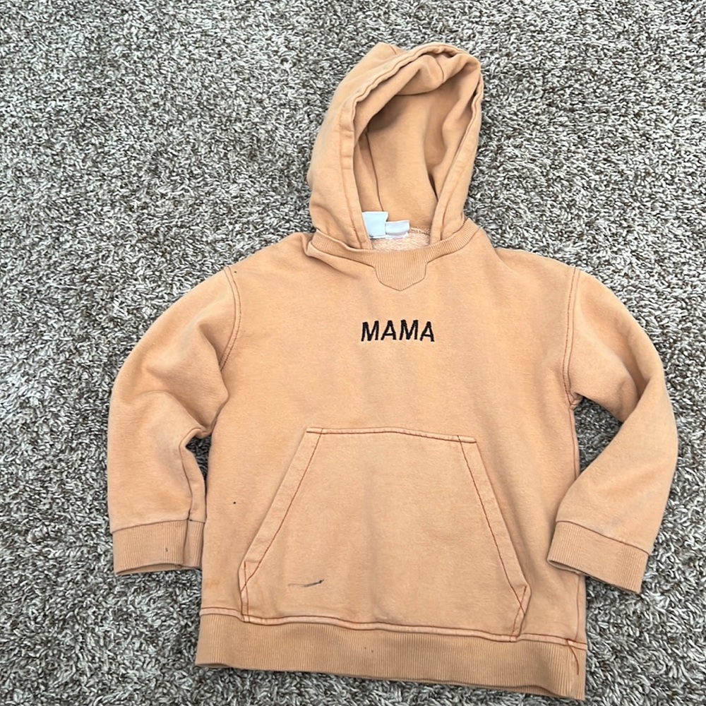 Zara Plush sweatshirt taupe brown customized  “Mama”